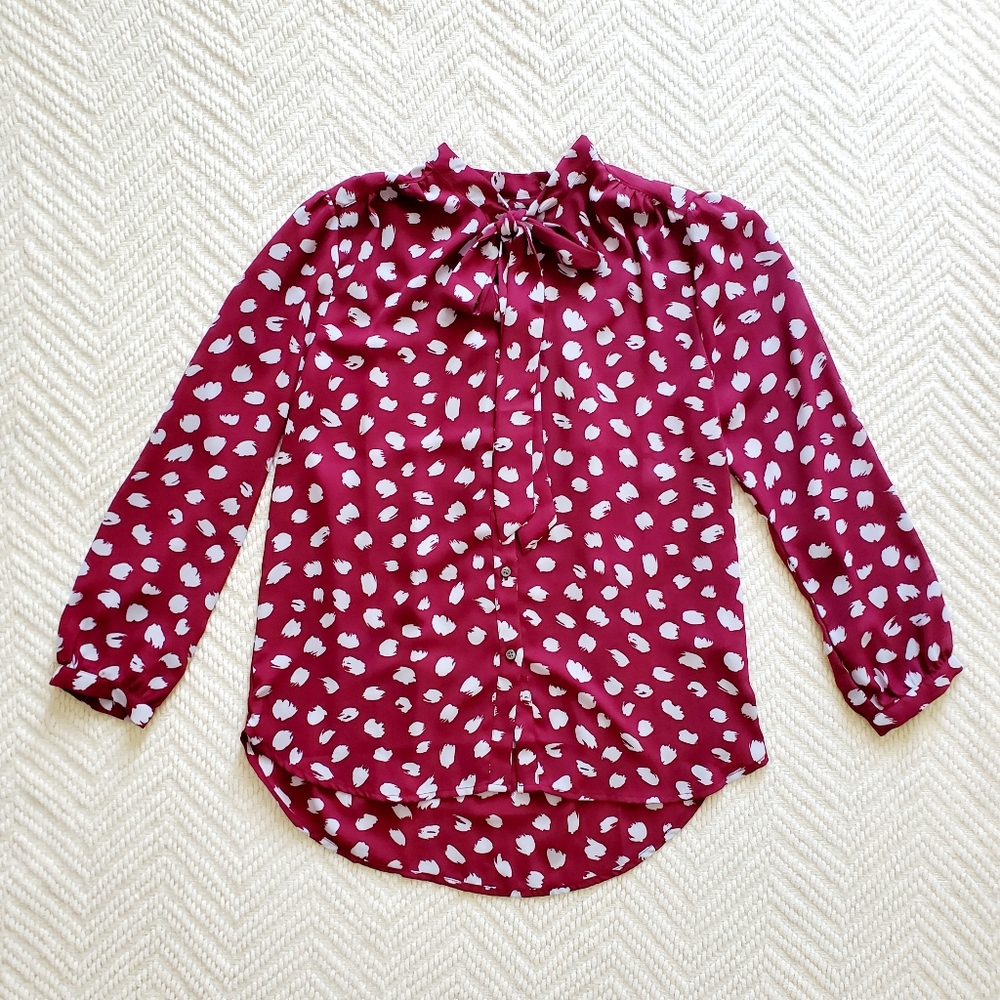 J. Crew Button-Up Tie-Neck Blouse